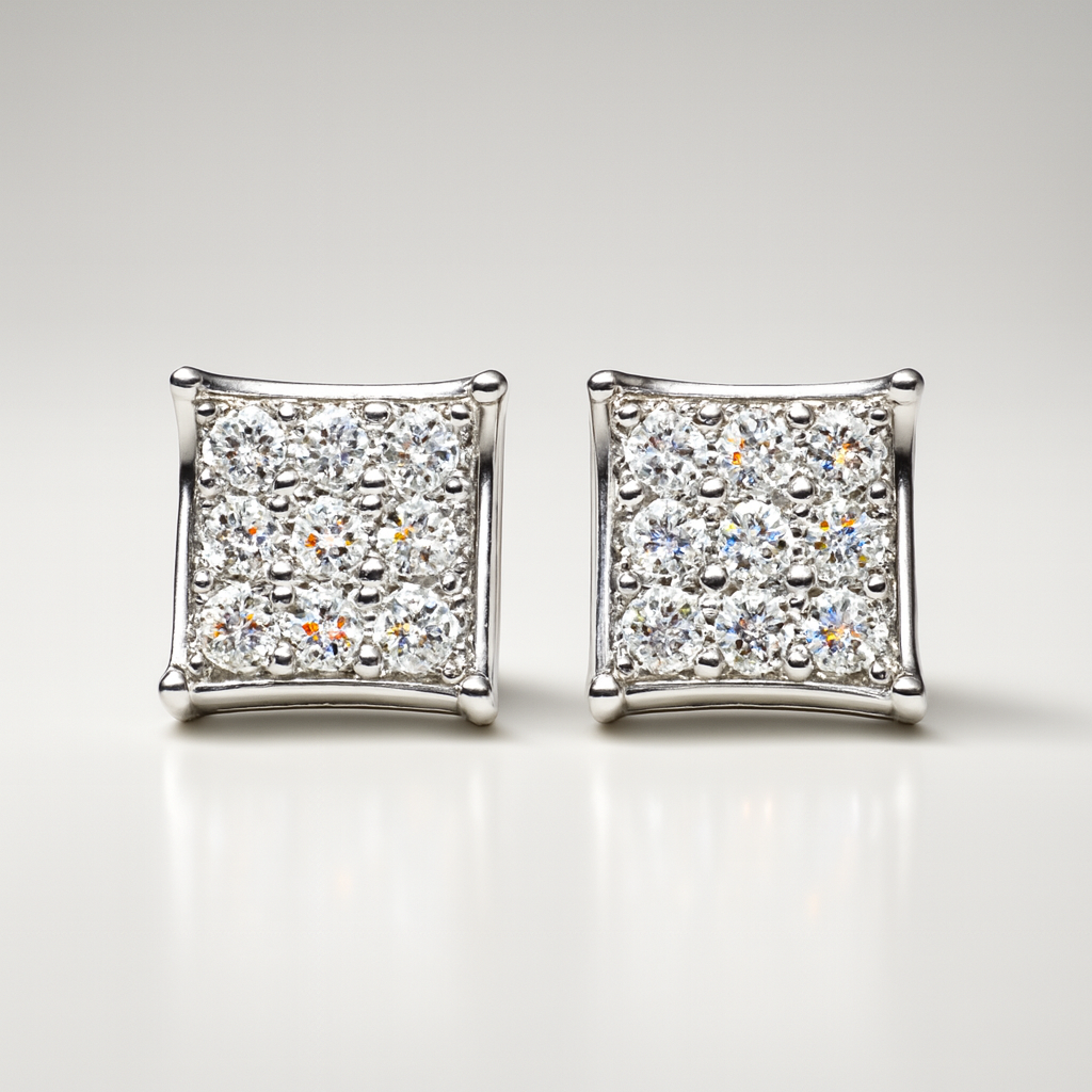 925 Sterling Silver 3.0ct Moissanite Square Stud Earrings
