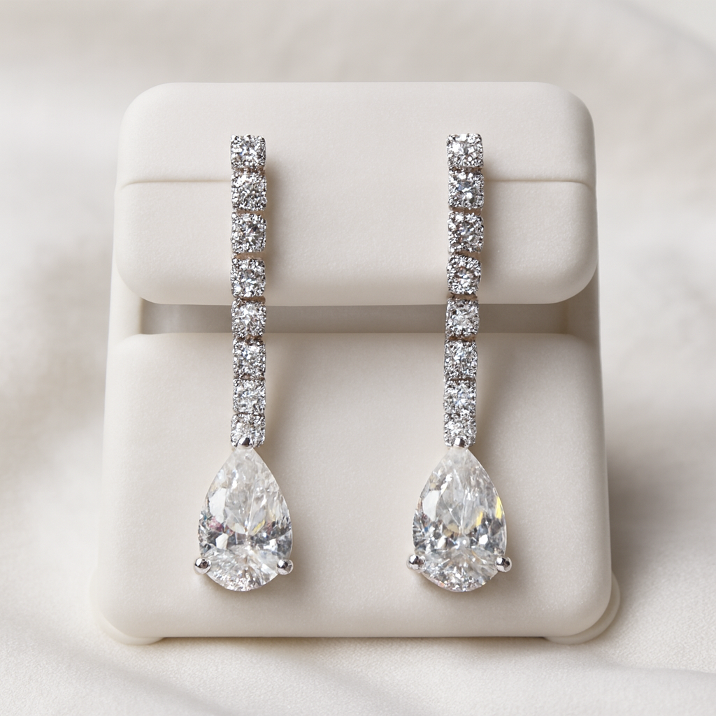 925 Sterling Silver Moissanite 2.00ct Drop Earrings