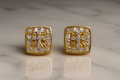 18K Gold Vermeil Silver Square Moissanite Stud Earrings, 2 Carats