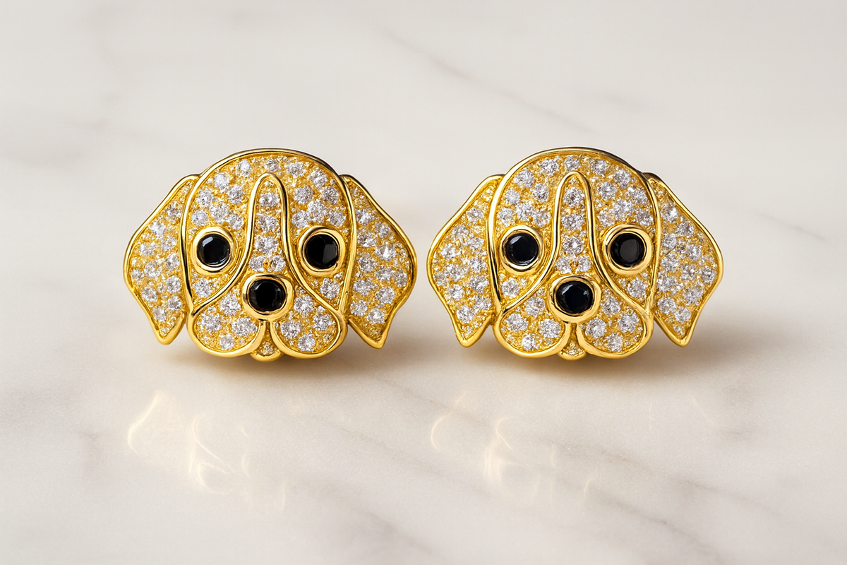 Italian 18K Gold Vermeil Silver Moissanite 1ct Stud Earrings