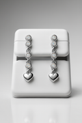 Mexican 925 Sterling Silver Heart Drop Earrings with 1.00ct Moissanite
