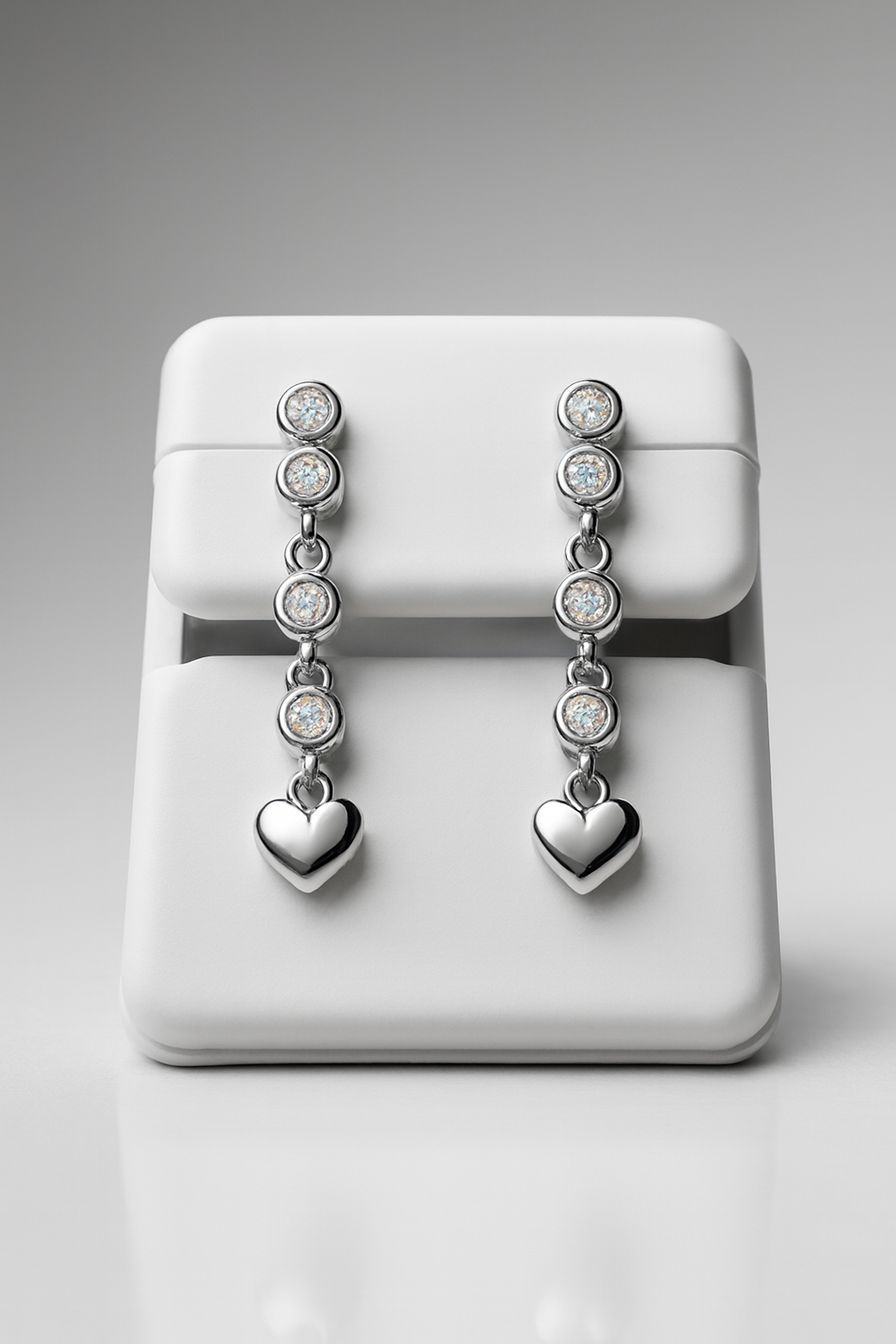Mexican 925 Sterling Silver Heart Drop Earrings with 1.00ct Moissanite