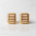 14K Gold Over Silver Moissanite 1.0ct Square Stud Earrings