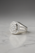 Men's 925 Sterling Silver 2.5ct Moissanite Statement Ring, Size 12