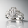 Men's 925 Sterling Silver Moissanite Pave Halo Statement Ring 2.0ct