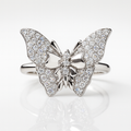 Pavé Butterfly Moissanite 925 Sterling Silver Statement Ring 1.00ct