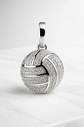 925 Sterling Silver Moissanite Volleyball Pendant, 2.00 Carats