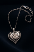 Vintage-Inspired 925 Sterling Silver Heart Pendant Necklace with Clustered Moissanite 3.00ct, 18in
