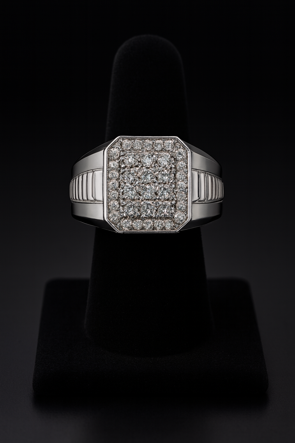 Men's 925 Silver Multi-Row Pave Moissanite Square Cluster Ring 2.5ct Size 10
