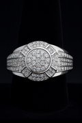 Men's 925 Sterling Silver Multi-Row Pave Moissanite Cluster Ring 2.00ct Size 12