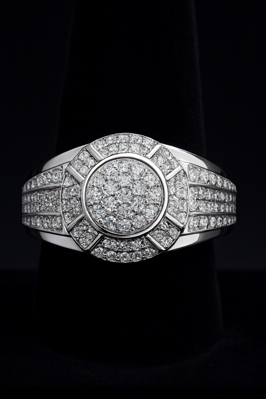 Men's 925 Sterling Silver Multi-Row Pave Moissanite Cluster Ring 2.00ct Size 12