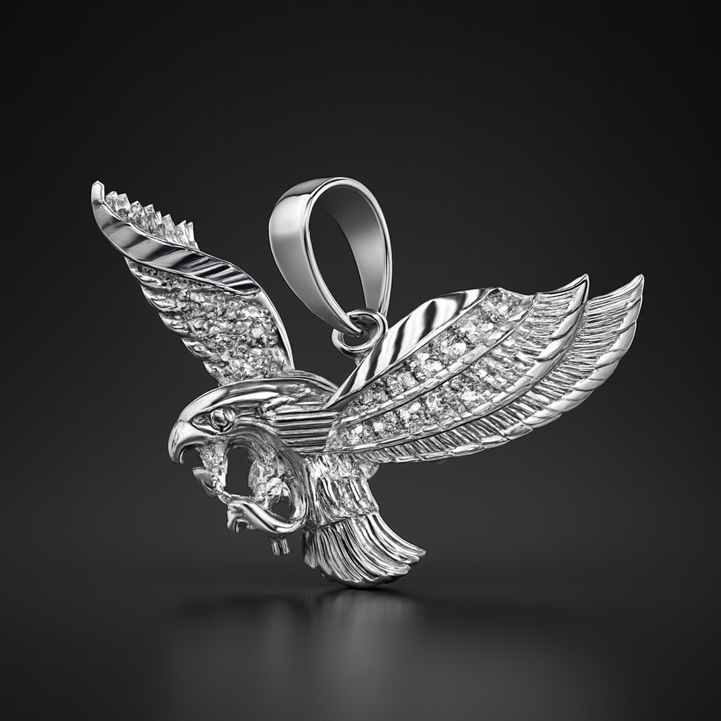 925 Sterling Silver Majestic Eagle Animal Pendant, 5.08g