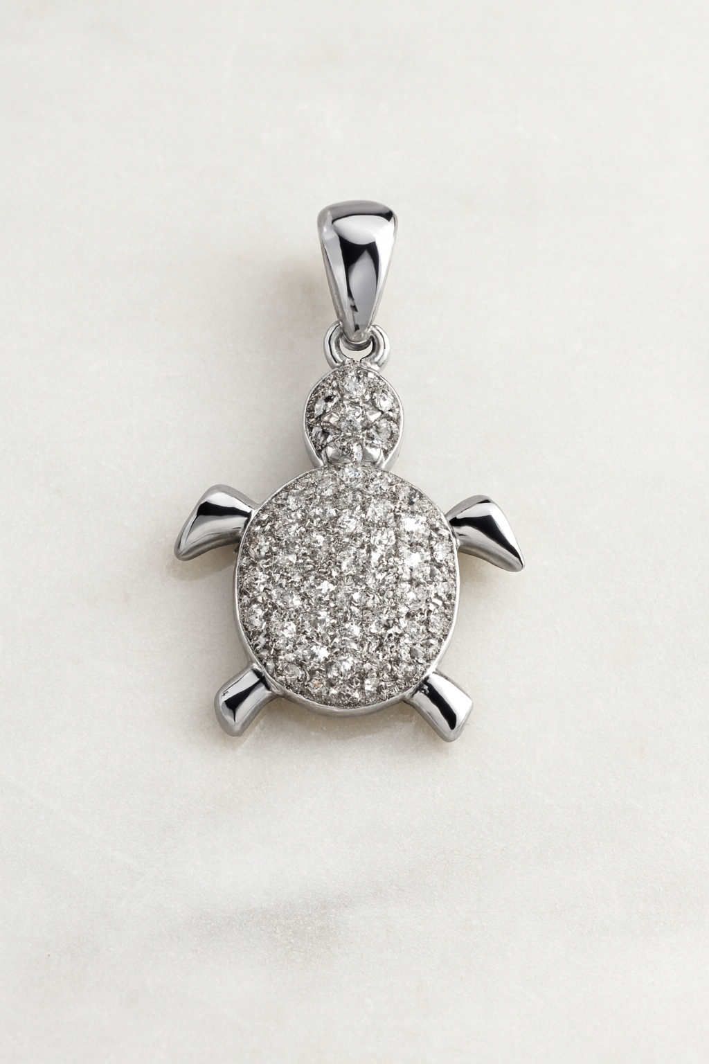 925 Sterling Silver Turtle Pavé Moissanite Pendant 1.0ct