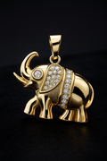 Elephant Motif 18K Gold Vermeil Pendant with Moissanite Accents 0.75ct