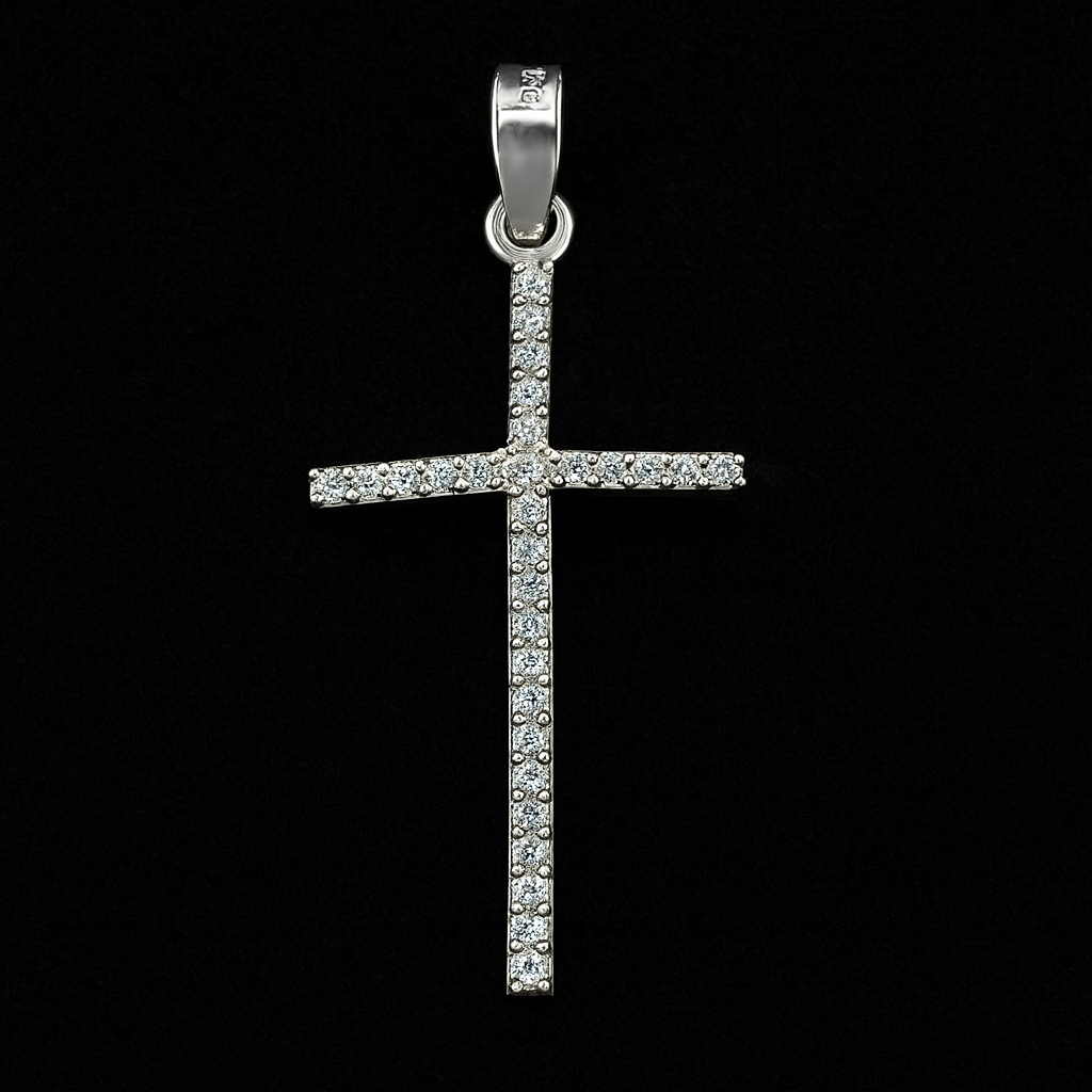Sterling Silver Pavé CZ Cross Pendant