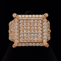 Bold Square Pavé Moissanite Cluster Ring in Rose-Tone 925 Silver, Size 11