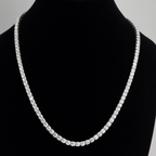 24in 925 Silver 60ct Moissanite 5mm Round Brilliant Tennis Necklace, 51g