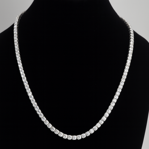 24in 925 Silver 60ct Moissanite 5mm Round Brilliant Tennis Necklace, 51g