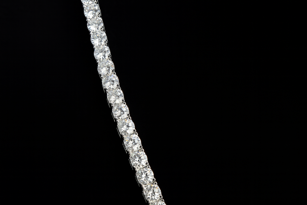 24in 925 Silver 60ct Moissanite 5mm Round Brilliant Tennis Necklace, 51g (2)