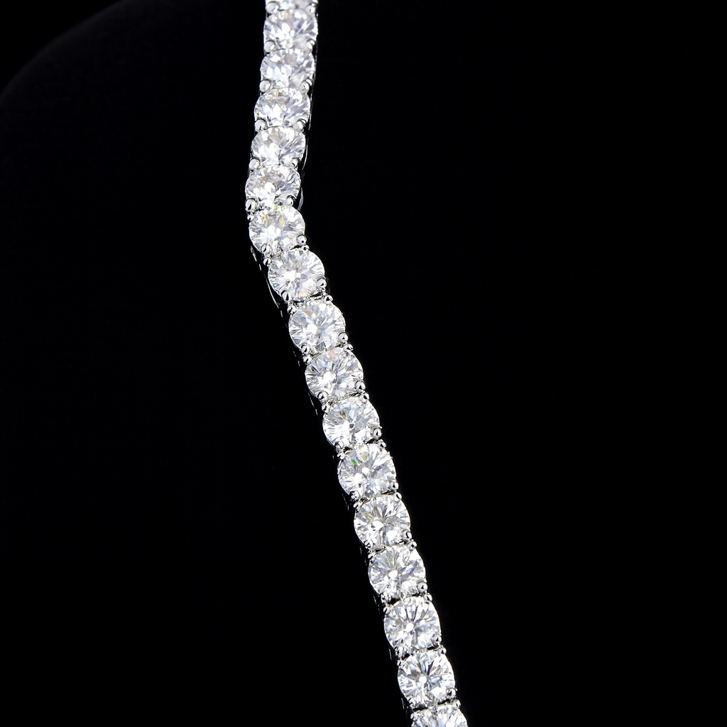 24in 925 Silver 60ct Moissanite 5mm Round Brilliant Tennis Necklace, 51g (3)