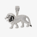Sterling Silver Pavé Lion Pendant with Moissanite
