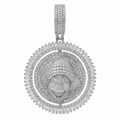 Snow White Dwarf Spinning Round Pendant in 925 Sterling Silver with 8.5ct Moissanite