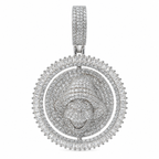 Snow White Dwarf Spinning Round Pendant in 925 Sterling Silver with 8.5ct Moissanite