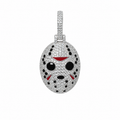 925 Sterling Silver Moissanite Jason Mask Pendant with Black and Red Accents, 4.00ct
