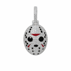 925 Sterling Silver Moissanite Jason Mask Pendant with Black and Red Accents, 4.00ct