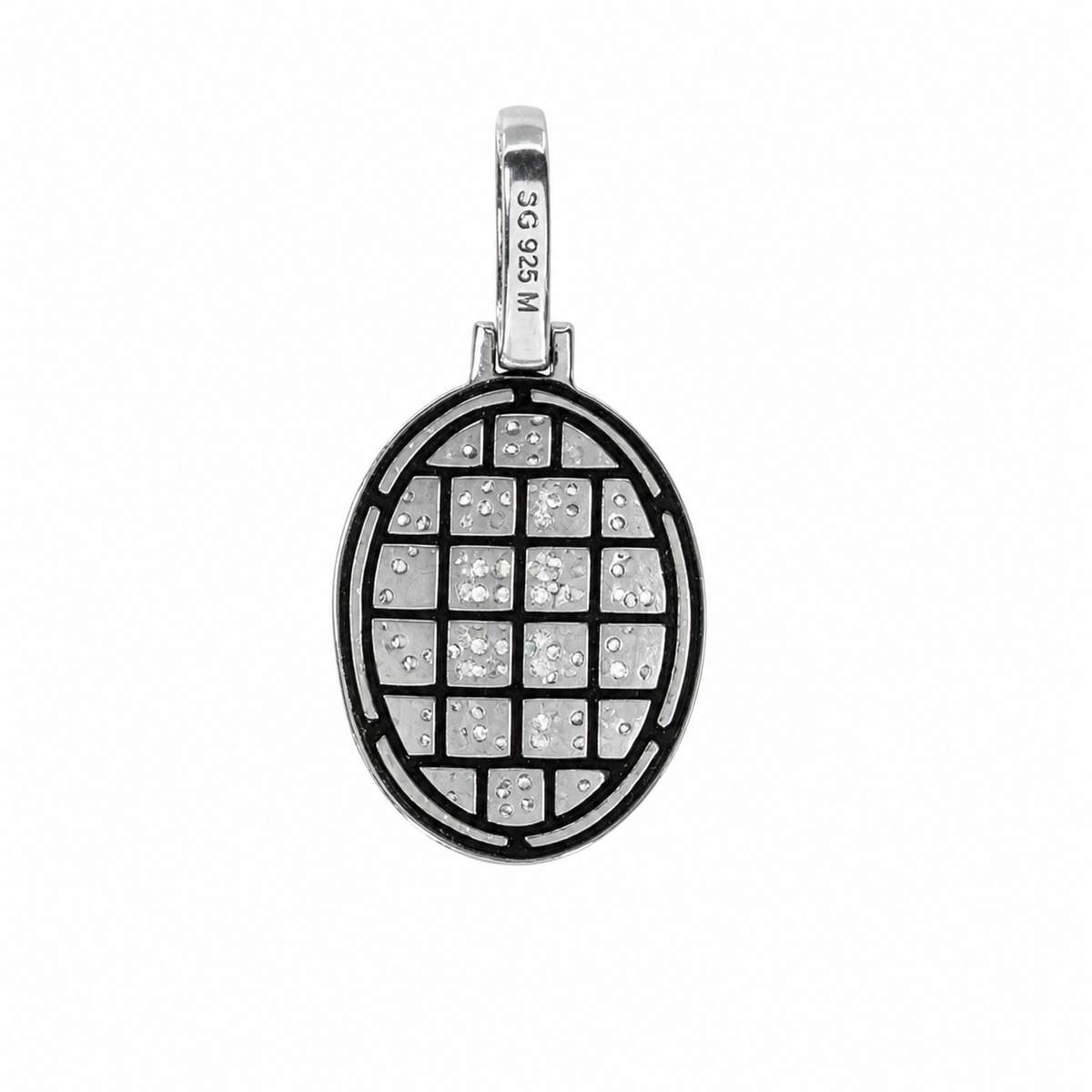 925 Sterling Silver Moissanite Jason Mask Pendant with Black and Red Accents, 4.00ct (2)