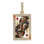 Queen of Diamonds Playing Card Moissanite 18K Gold Vermeil Pendant