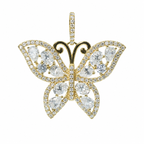 18K Gold Vermeil Silver Moissanite Pave Butterfly Pendant 10ct