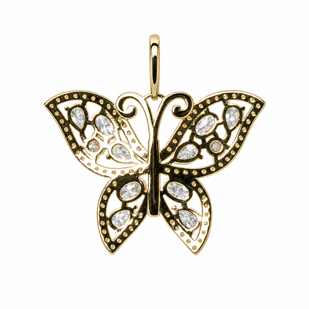 18K Gold Vermeil Silver Moissanite Pave Butterfly Pendant 10ct (2)