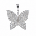 Pavé Butterfly Pendant in 925 Sterling Silver with 3ct Moissanite