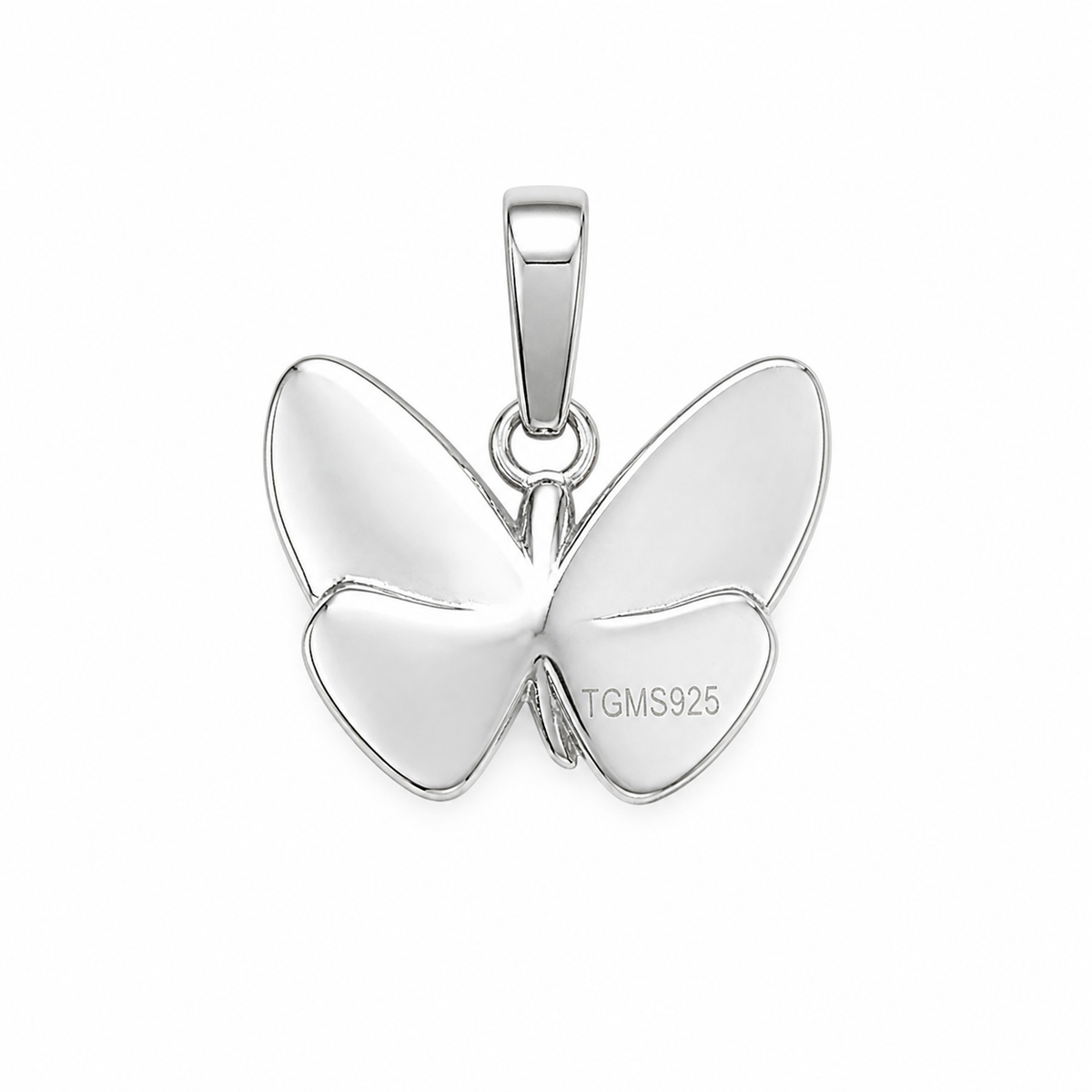 Mother of Pearl Butterfly Pendant in 925 Sterling Silver with 1.0ct Moissanite Accent (2)