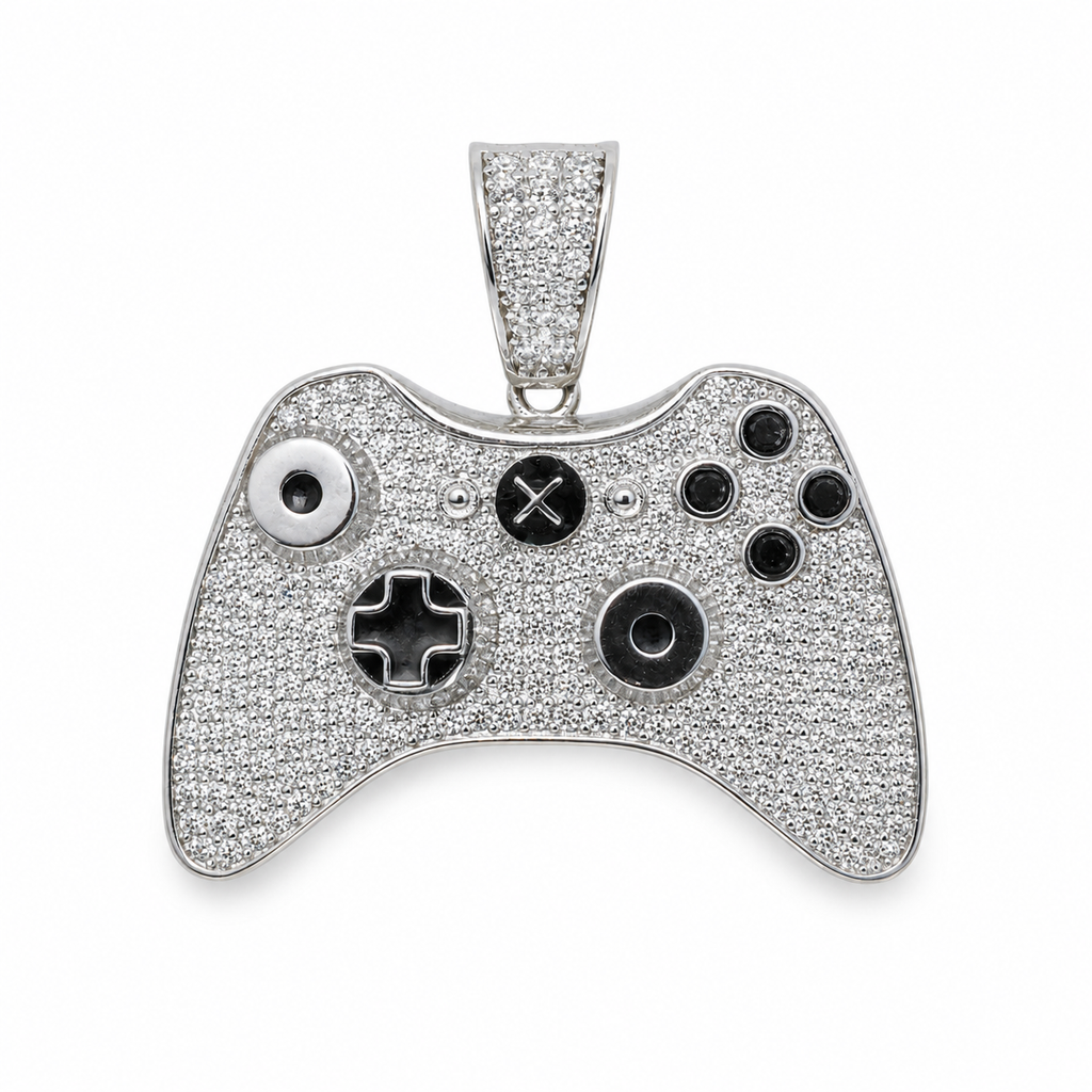 Iced Out Moissanite Pave Silver Game Controller Pendant 3.0ct 925 Sterling