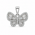 Silver sterling 925 cute butterfly pendant with Moissanite stones