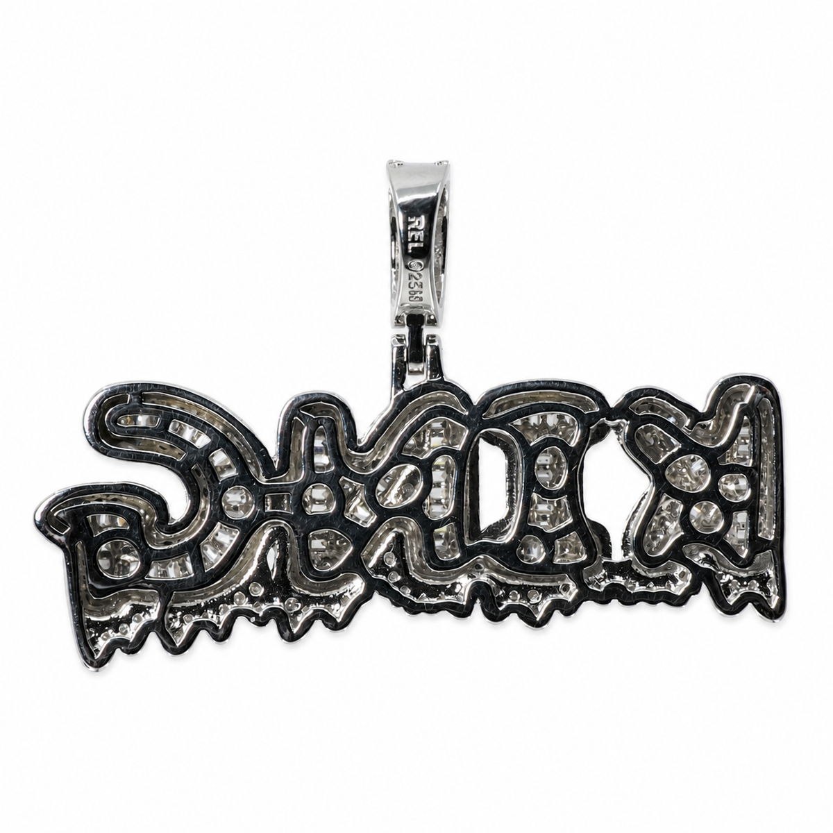 Iced-Out 'KING' Word Pendant in Silver with Moissanite (2)