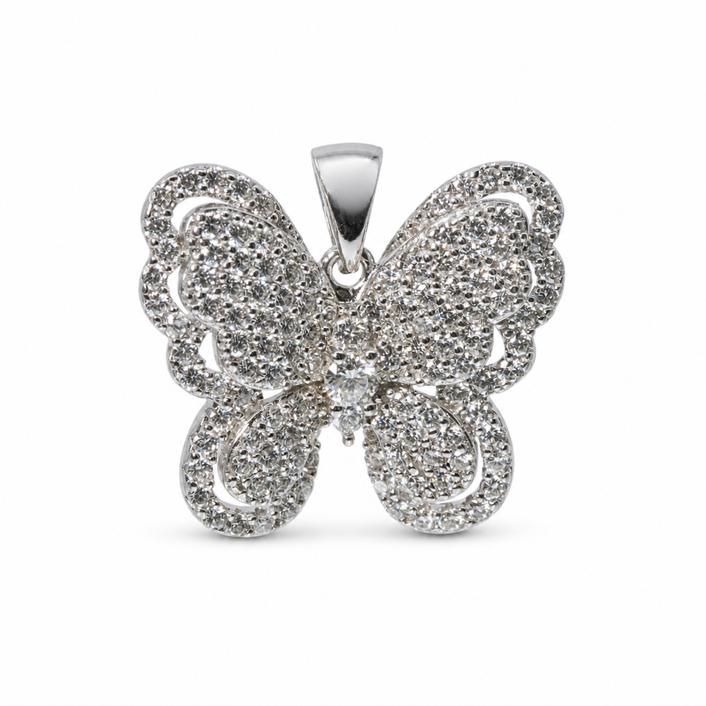 Pavé Moissanite Butterfly Pendant in 925 Sterling Silver 2.0ct