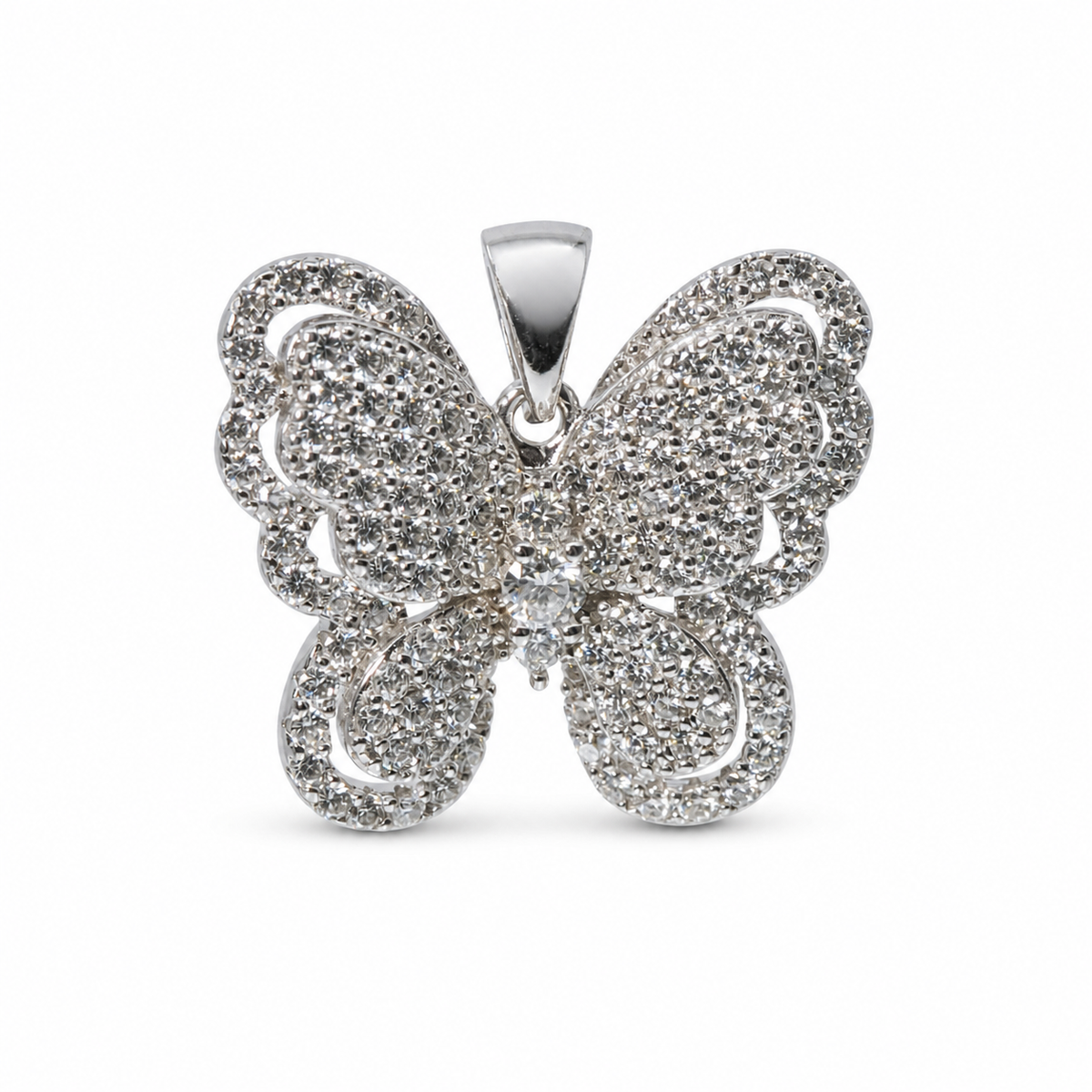 Pavé Moissanite Butterfly Pendant in 925 Sterling Silver 2.0ct