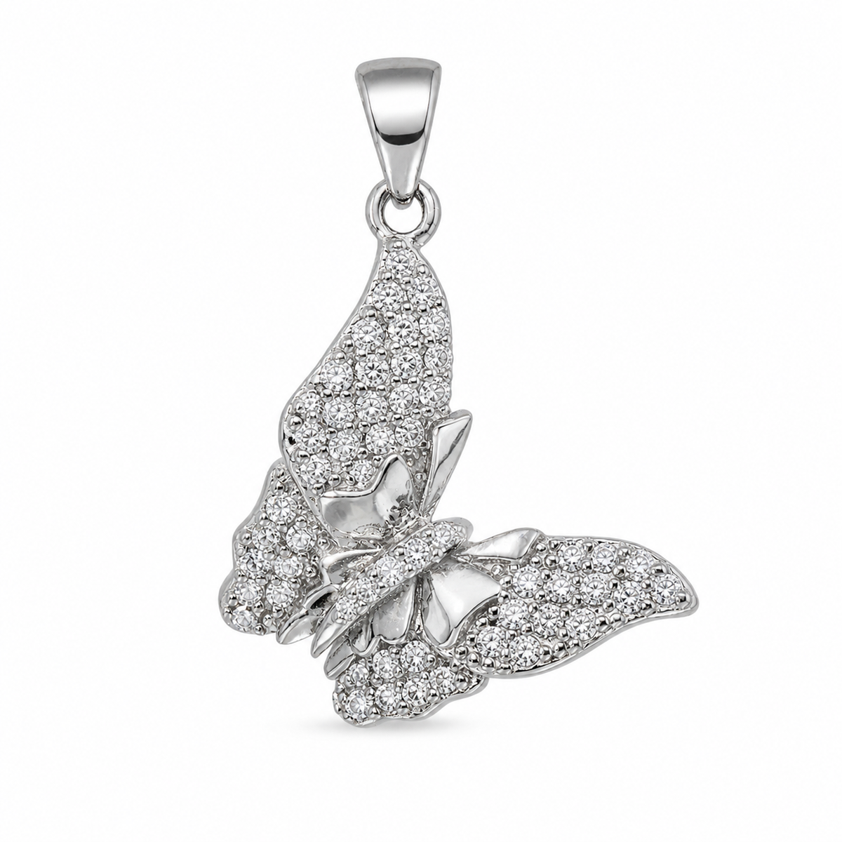Pavé Moissanite Butterfly Pendant in 925 Sterling Silver 1.0ct