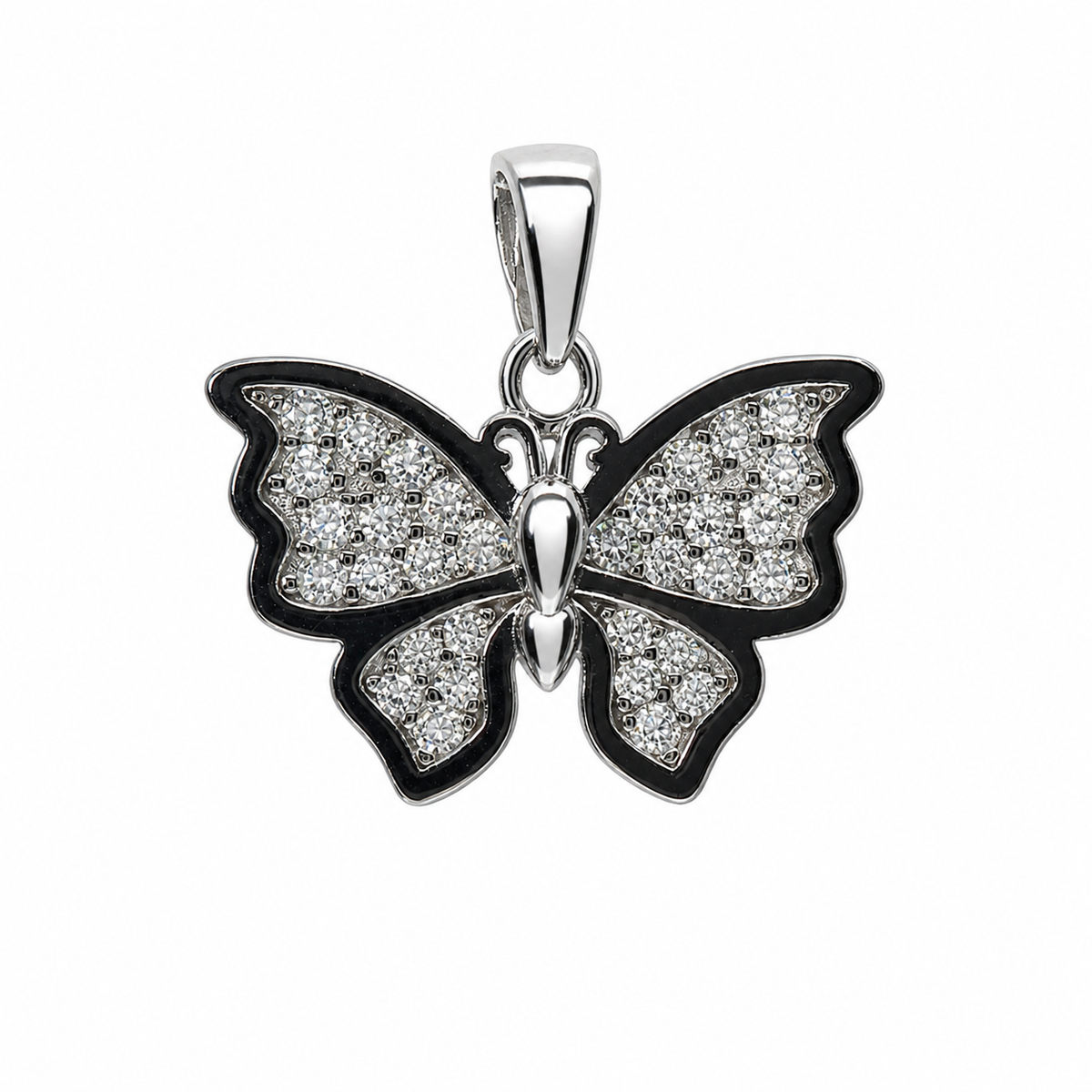 Pavé Moissanite Butterfly 925 Sterling Silver Pendant