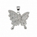 925 Sterling Silver Baguette Moissanite Butterfly Pendant 2.0ct
