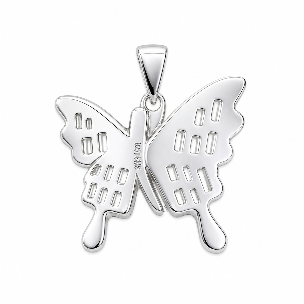 925 Sterling Silver Baguette Moissanite Butterfly Pendant 2.0ct (2)