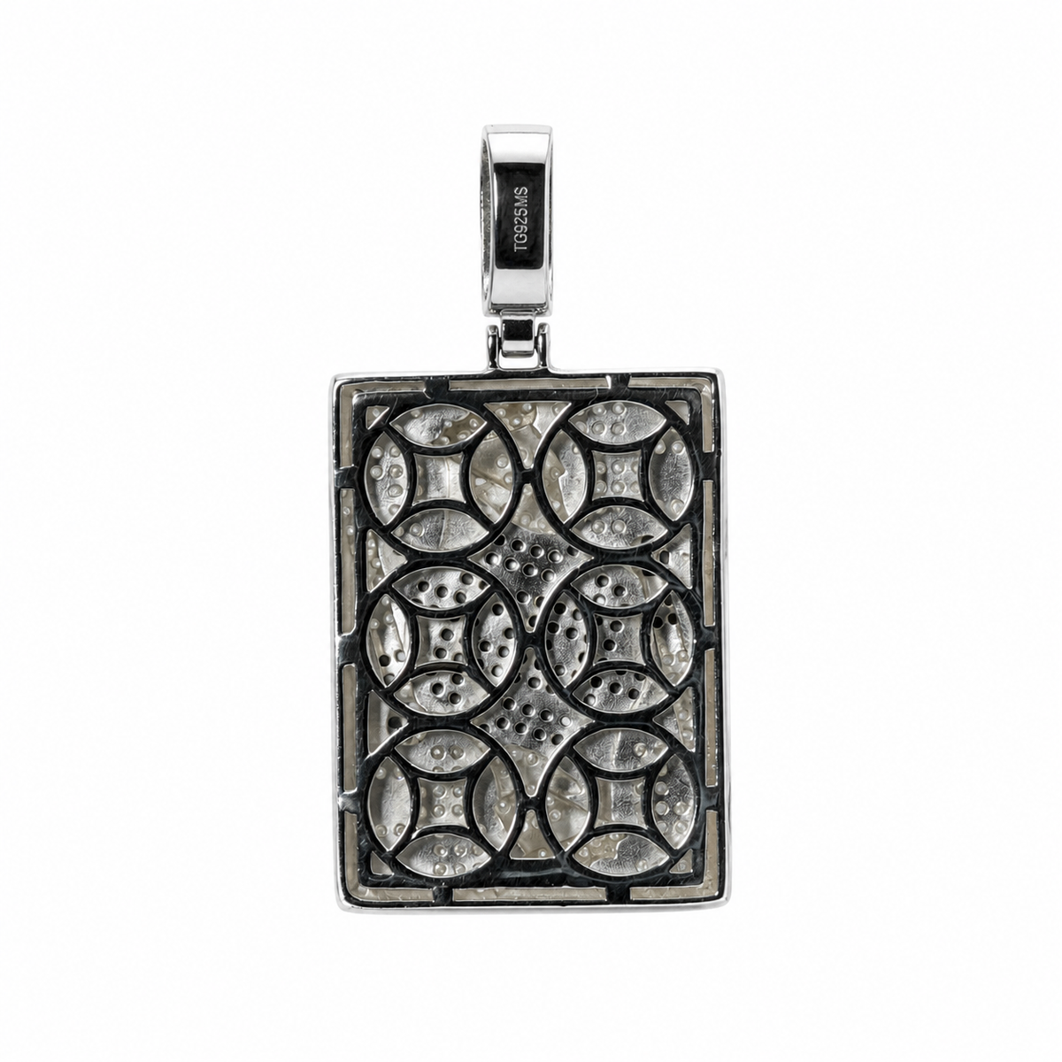 King Playing Card Pendant in 925 Silver with Black and White Moissanite 6ct (2)
