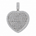 925 Sterling Silver Heart Pendant with Baguette Grid and Moissanite Pavé Halo, 10ct