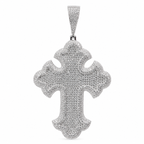 Oversized Micro-Pavé Cross Pendant in 925 Silver with 10ct Moissanite
