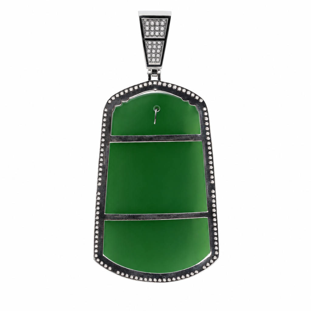48g 925 Silver Dragon Carved Genuine Jade Pendant with Moissanite Accents 2.5ct (2)