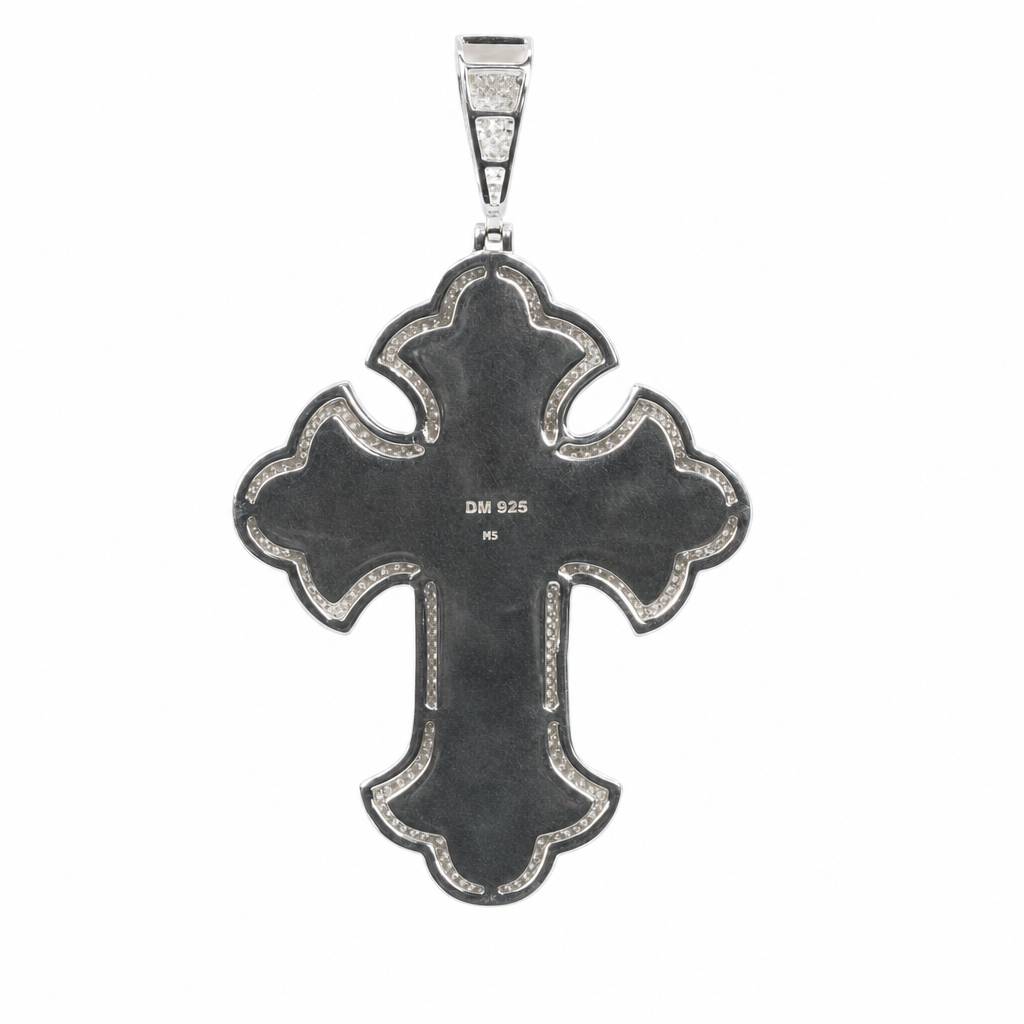 Oversized Micro-Pavé Cross Pendant in 925 Silver with 10ct Moissanite (2)