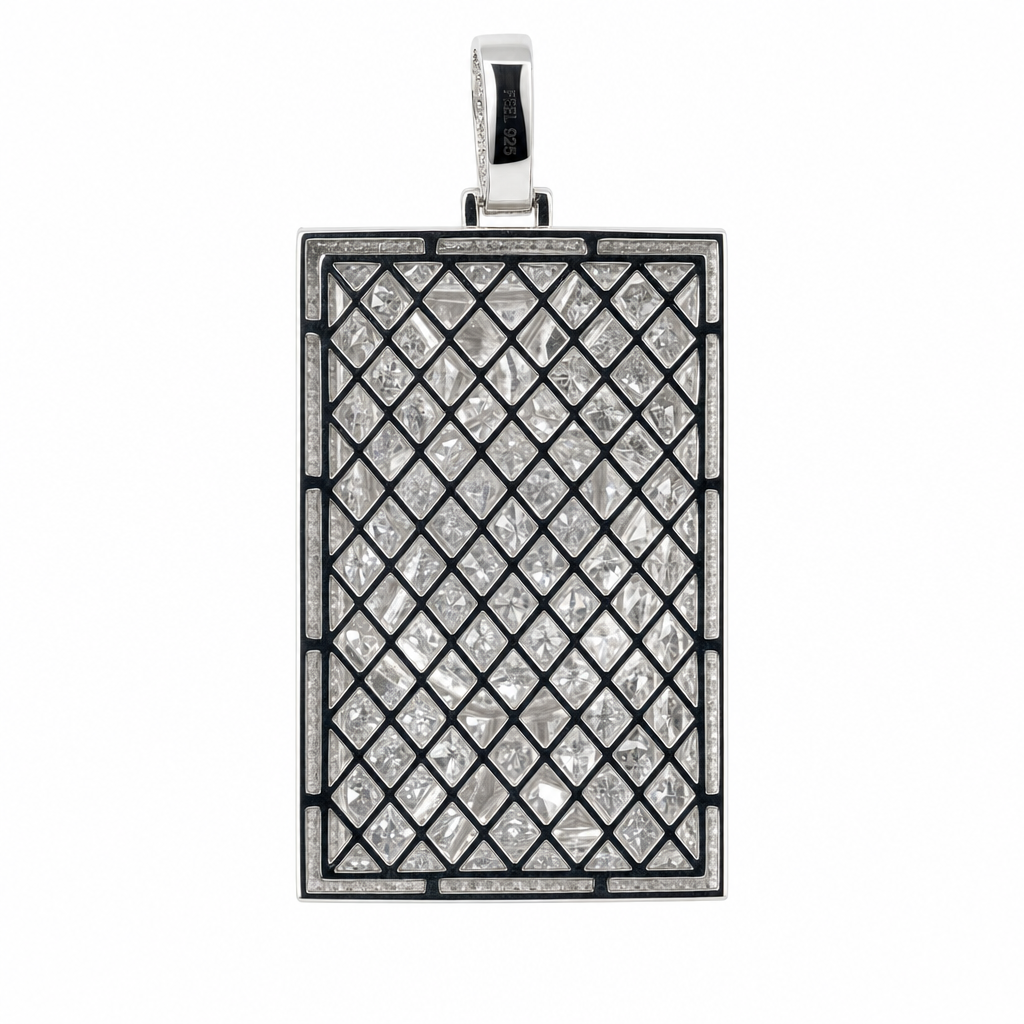 King of Spades Playing Card Iced Out Pendant in 925 Sterling Silver with 3.36ct Moissanite, 35g (2)